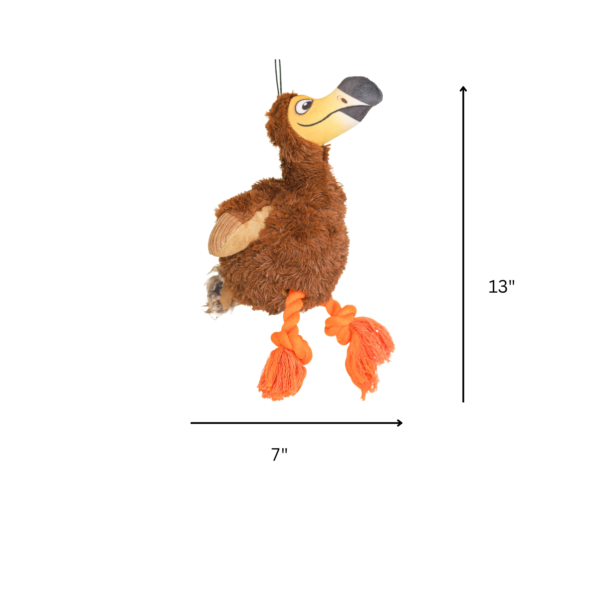 dodo bird – tough plush with rope legs and hidden tennis ball