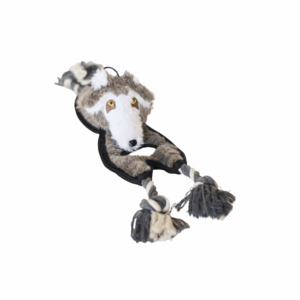 flat tugger wolf dog toy – tough tug + hidden tennis ball